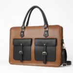 Buckle Laptop bag Brown & black - Image 2